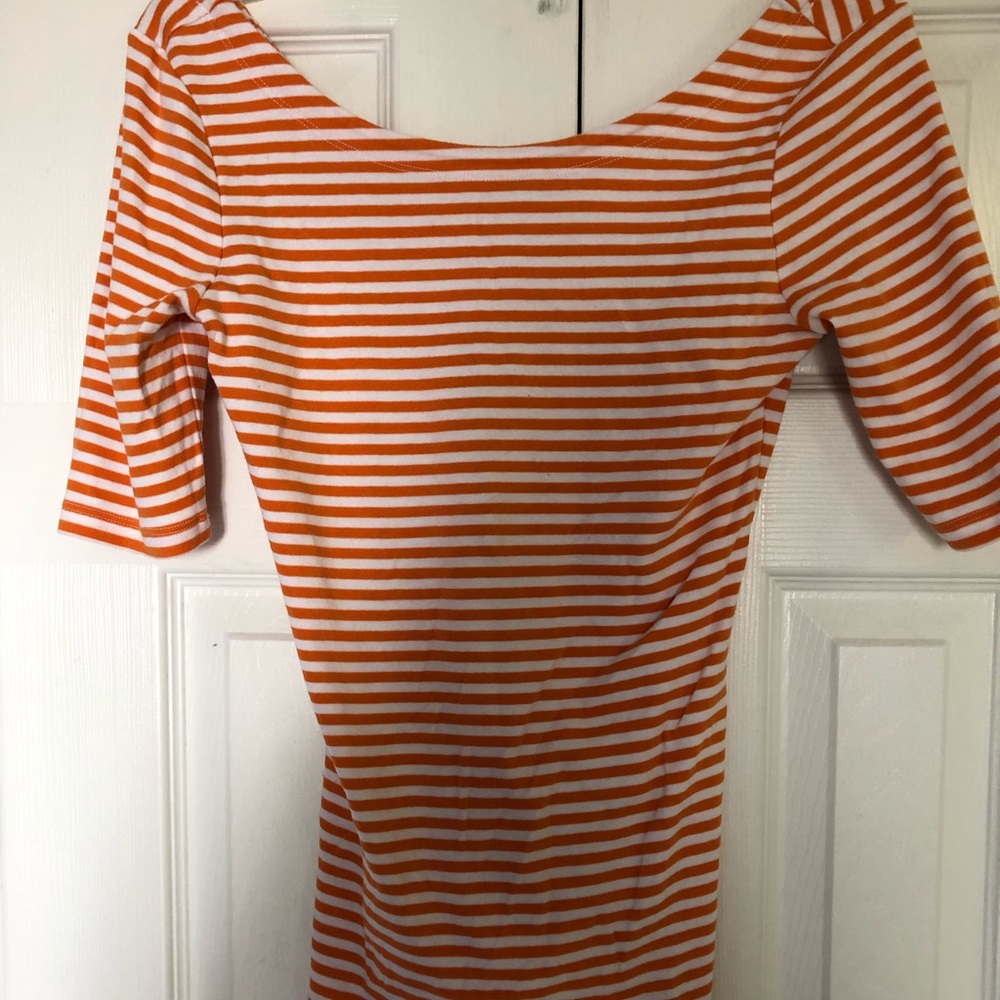 Banana republic Orange and white 3/4 length top-sm